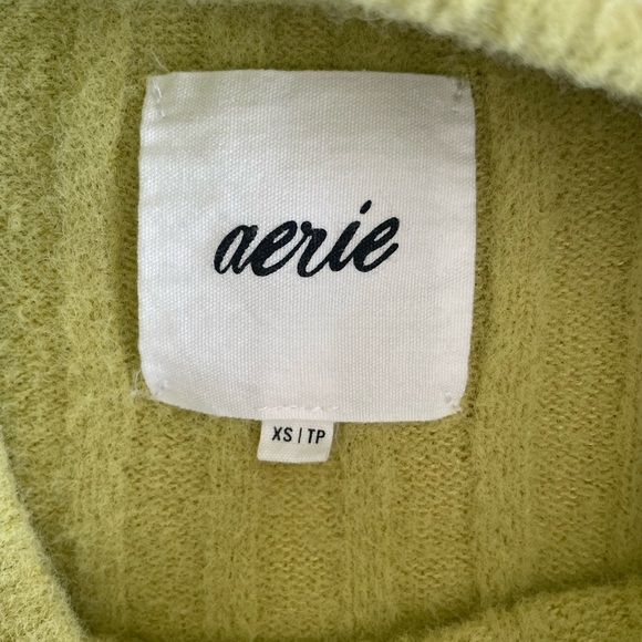 Aerie Buttercream Oversized Ribbed Crew Neck Sweater Lime Green XS - Picture 6 of 13
